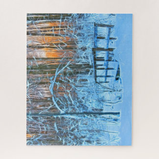 夕暮れ時の冬の景色のスケッチ ジグソーパズル