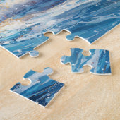 夕暮れ時の劇的な海波 ジグソーパズル (側面)