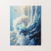 夕暮れ時の劇的な海波 ジグソーパズル (縦)