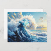 夕暮れ時の劇的な海波 ポストカード (正面/裏面)