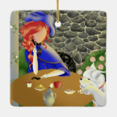 夕暮れ時の婦人と犬 セラミックオーナメント (裏面)