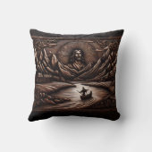 夕暮れ時の川の旅でイエスと弟子たち クッション (裏面)