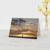 夕暮れ時の帆船 カード (黄色い花)