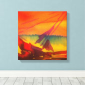 夕暮れ時の帆船 キャンバスプリント (インサイチュ (ウッドフロア))