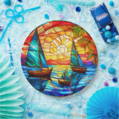 夕暮れ時の帆船 ペーパープレート (パーティー)