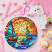 夕暮れ時の帆船 ペーパープレート (パーティー)