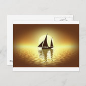 夕暮れ時の帆船 ポストカード (正面/裏面)