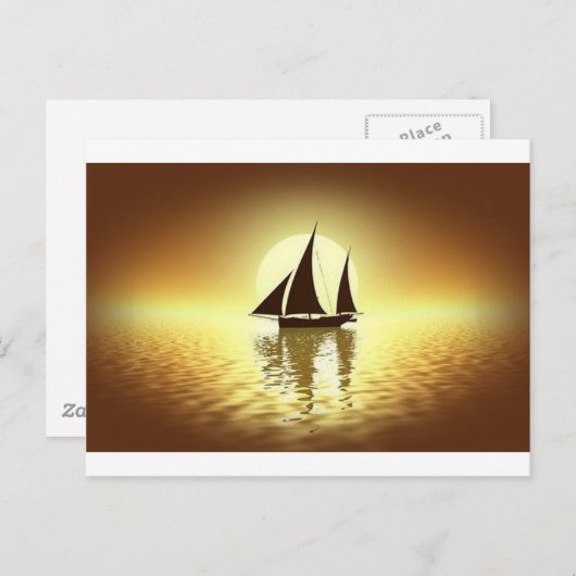 夕暮れ時の帆船 ポストカード (正面/裏面)