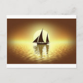 夕暮れ時の帆船 ポストカード (正面)