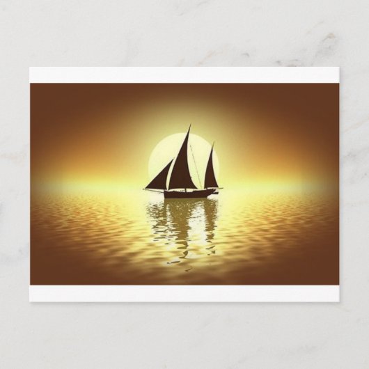 夕暮れ時の帆船 ポストカード (正面)