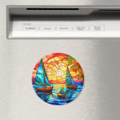 夕暮れ時の帆船 マグネット (インサイチュ (食洗機))