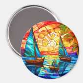夕暮れ時の帆船 マグネット (正面/裏面)