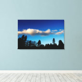 夕暮れ時の木々のシルエット キャンバスプリント (インサイチュ (ウッドフロア))