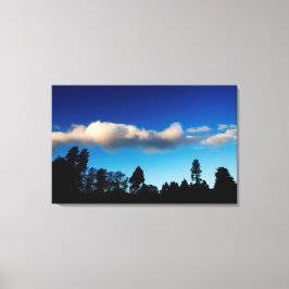 夕暮れ時の木々のシルエット キャンバスプリント