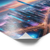 夕暮れ時の未来的な街並み フォトプリント            (角)