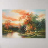 夕暮れ時の横絵を描景 ポスター (正面)