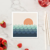 夕暮れ時の波打つ青い海 スタンダードカクテルナプキン (インサイチュ)