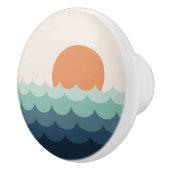 夕暮れ時の波打つ青い海 セラミックノブ (右)