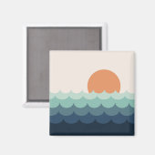 夕暮れ時の波打つ青い海 マグネット (正面/裏面)