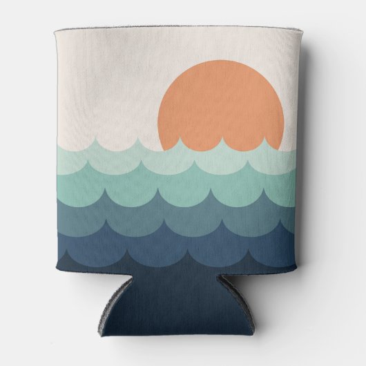 夕暮れ時の波打つ青い海 缶クーラー (正面)