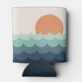 夕暮れ時の波打つ青い海 缶クーラー (裏面)