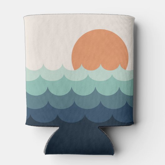 夕暮れ時の波打つ青い海 缶クーラー (裏面)