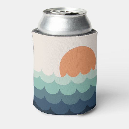 夕暮れ時の波打つ青い海 缶クーラー (缶裏面)
