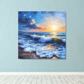 夕暮れ時の海岸風景 キャンバスプリント (インサイチュ (ウッドフロア))