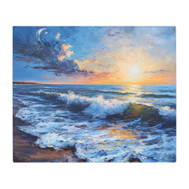 夕暮れ時の海岸風景 メタルプリント