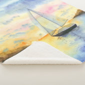 夕暮れ時の海 シェルパブランケット (3/4)