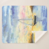 夕暮れ時の海 シェルパブランケット (正面(横))