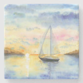 夕暮れ時の海 ストーンコースター (正面)