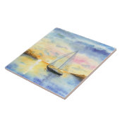 夕暮れ時の海 タイル (側面)