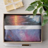 夕暮れ時の灯台のある嵐の海の水色 薄葉紙 (ギフト)