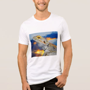 夕暮れ時の灰色のトカゲ トライブレンドＴシャツ