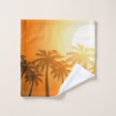 夕暮れ時の熱帯性ヤシの木 バスタオルセット (ウォッシュタオル)