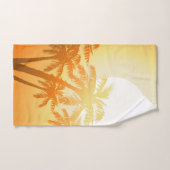 夕暮れ時の熱帯性ヤシの木 バスタオルセット (ハンドタオル)