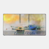 夕暮れ時の船パーソナライズされた デスクマット (正面)