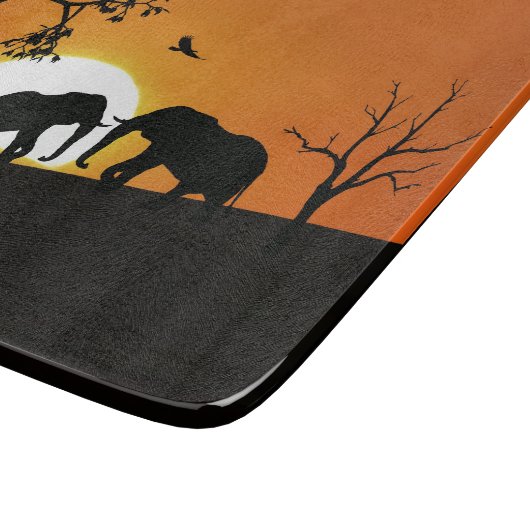 夕暮れ時の象 カッティングボード (角)