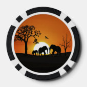 夕暮れ時の象 ポーカーチップ (裏面)