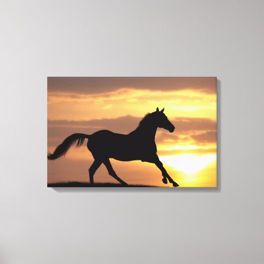 夕暮れ時の馬 キャンバスプリント (正面)