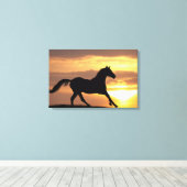夕暮れ時の馬 キャンバスプリント (インサイチュ (ウッドフロア))