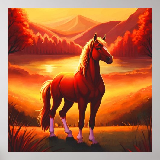 夕暮れ時の馬 ポスター (正面)