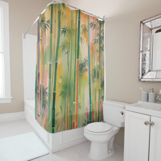 夕暮れ時の鬱蒼とした竹林 シャワーカーテン (インサイチュ)