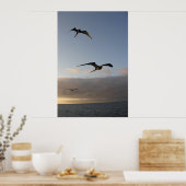 夕暮れ時の鳥たち ポスター (キッチン)