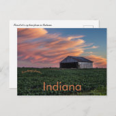 夕暮れ時インディアナ州の納屋と大豆 ポストカード (正面/裏面)