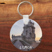 夕暮れ時絵画の水彩のベレムタワー キーホルダー (正面)