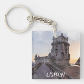 夕暮れ時絵画の水彩のベレムタワー キーホルダー (正面)