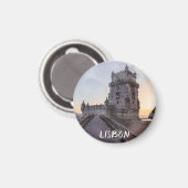 夕暮れ時絵画の水彩のベレムタワー マグネット (正面/裏面)