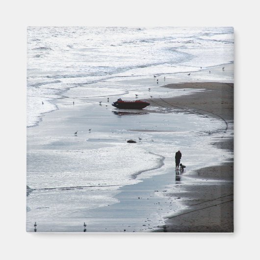 夕暮れ来に海が岸に着く マグネット (正面)